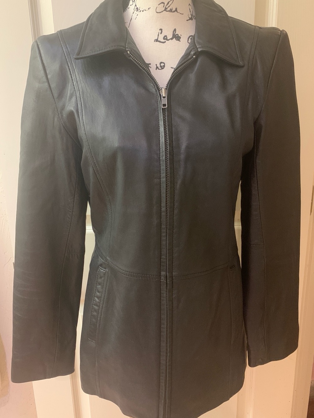 Alfani Black Leather Zip-Front Women's Jacket